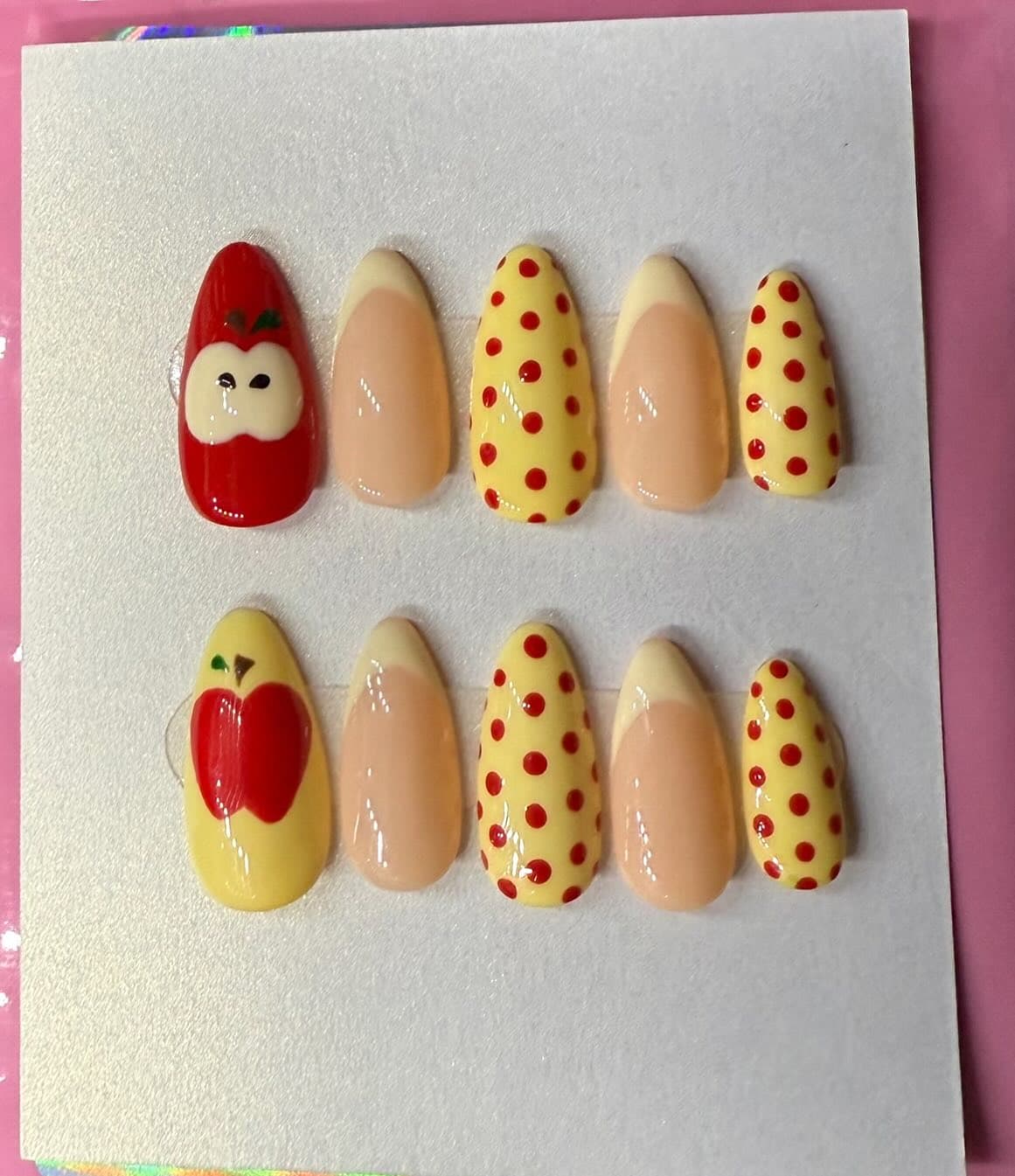 Apple themed nails 🍎