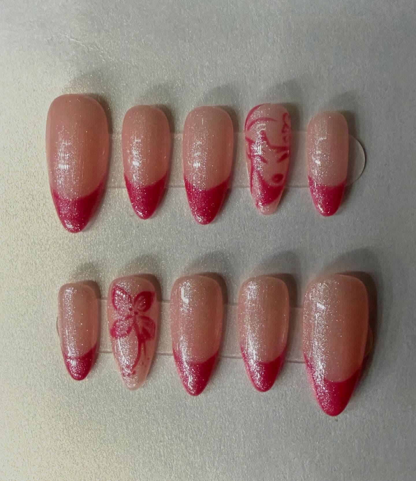 Glittery pink french tips