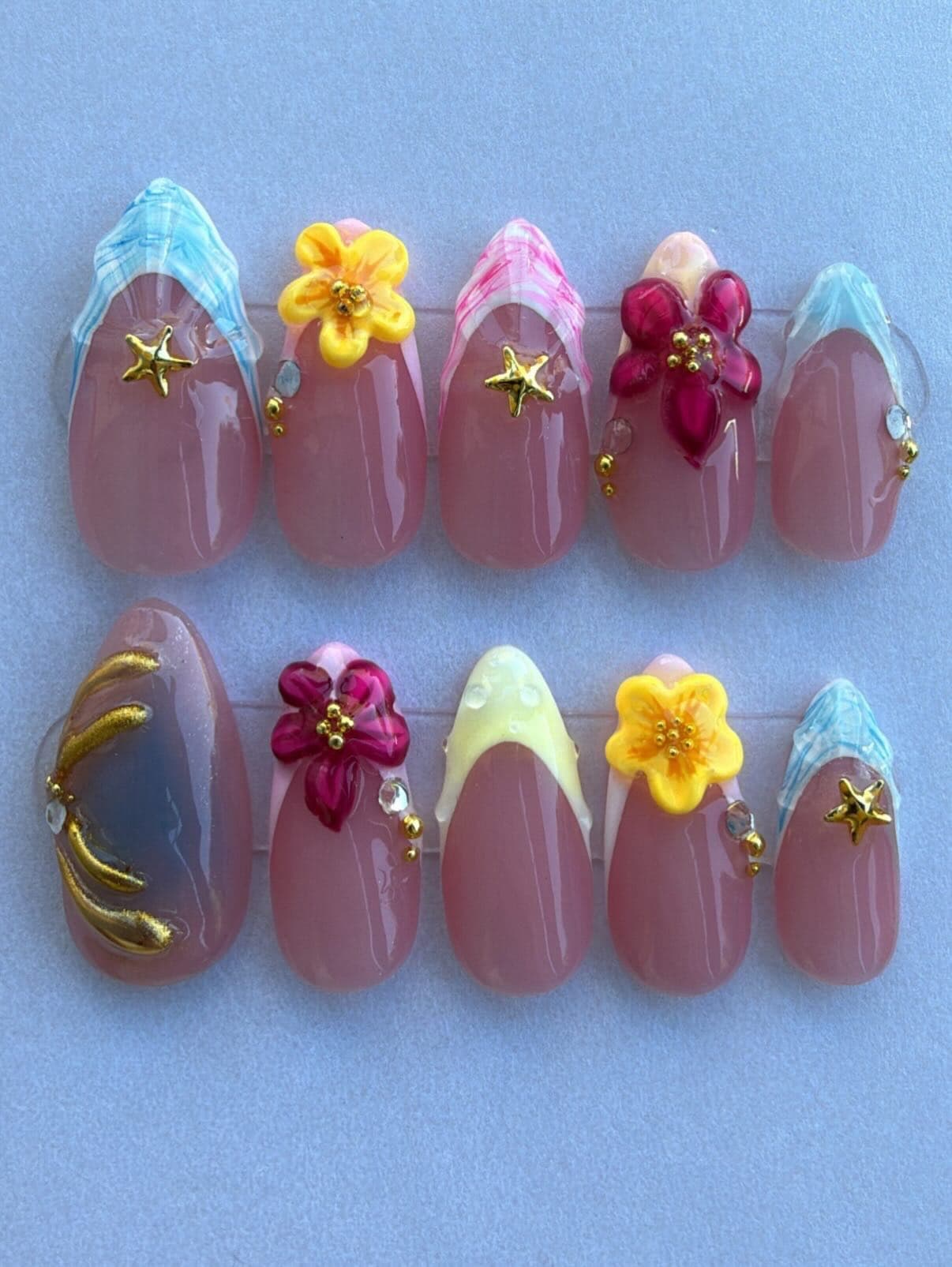 Matching summery french tips 🐚