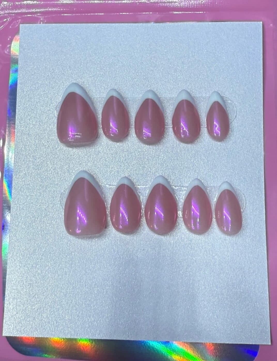 Pink chrome french tips
