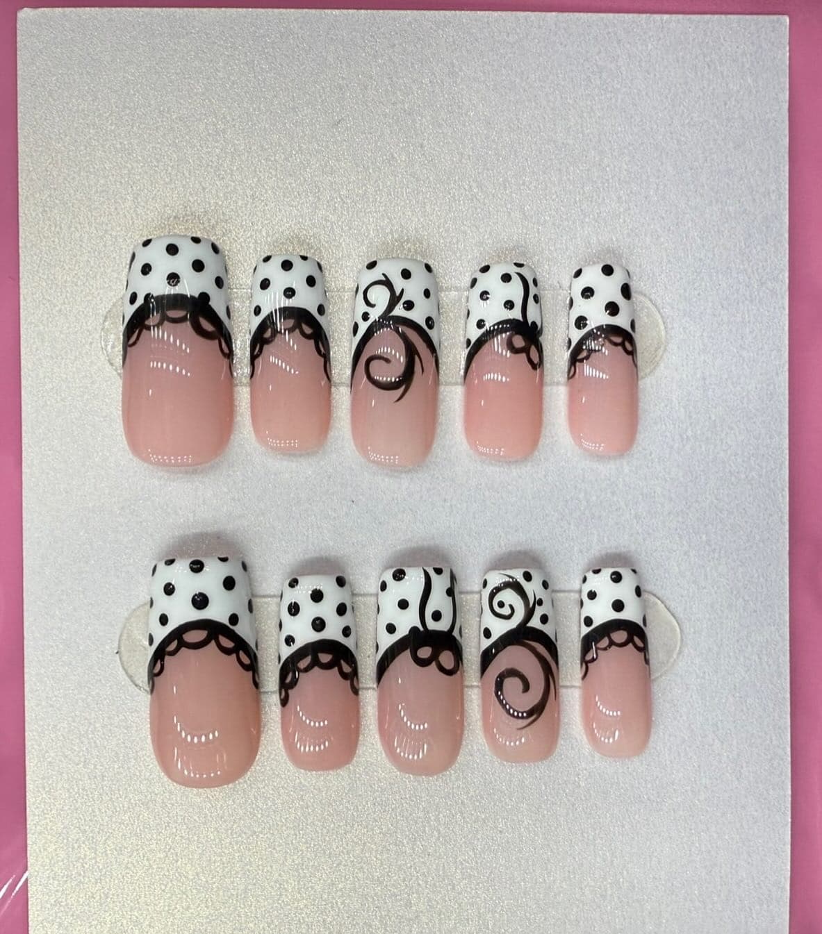 Polka dot square french tips