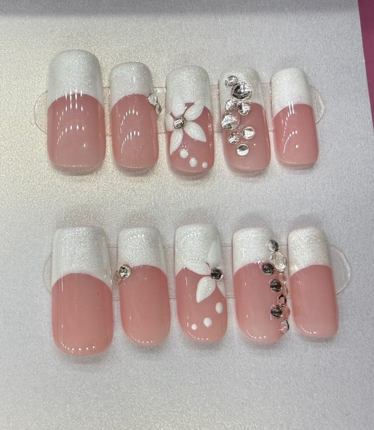 Shimmery y2k rhinestone nails